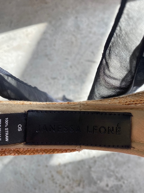 Janessa Leoné Straw Visor with Black Scarf Detail – One Size main image 3